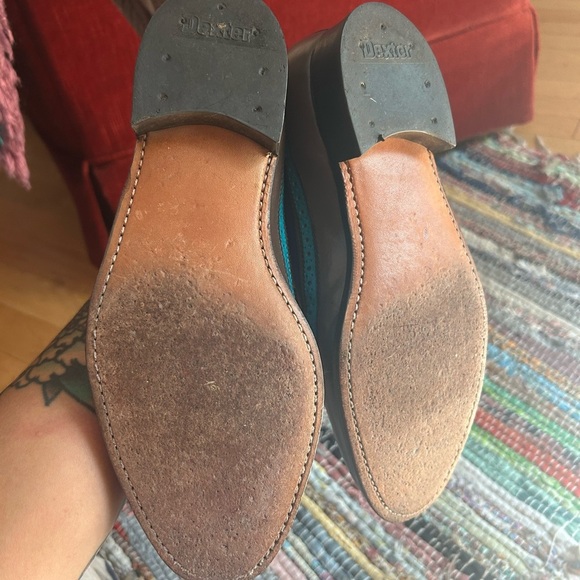 Vintage Men's Blue and Green Leather Oxfords 8M - Picture 12 of 16